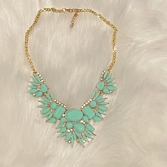 Mint Green Jeweled Statement Necklace - Picture 4 of 7